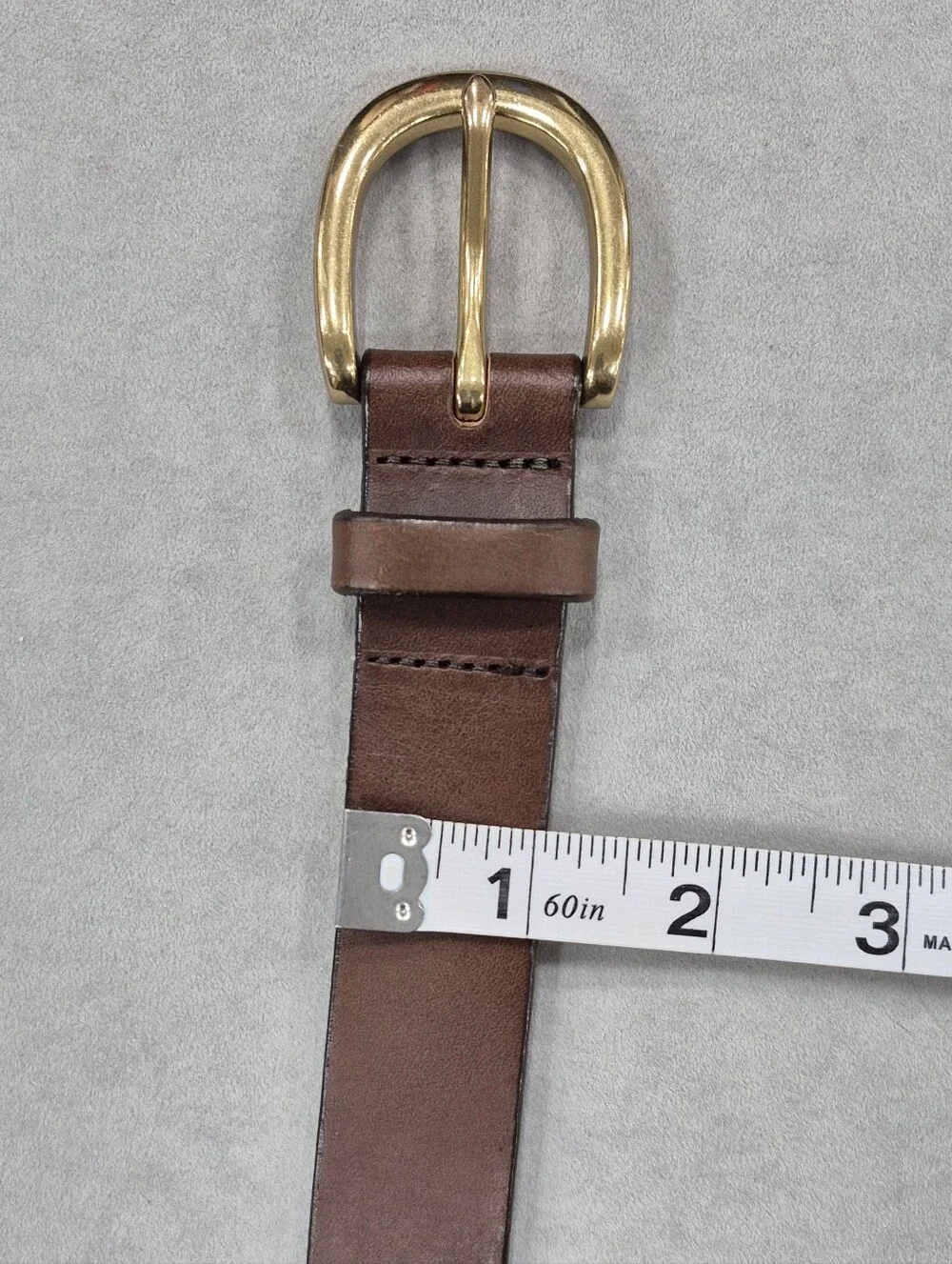 J Crew belt women's small brown Italian leather gold rounded buckle made in USA - Picture 8 of 14